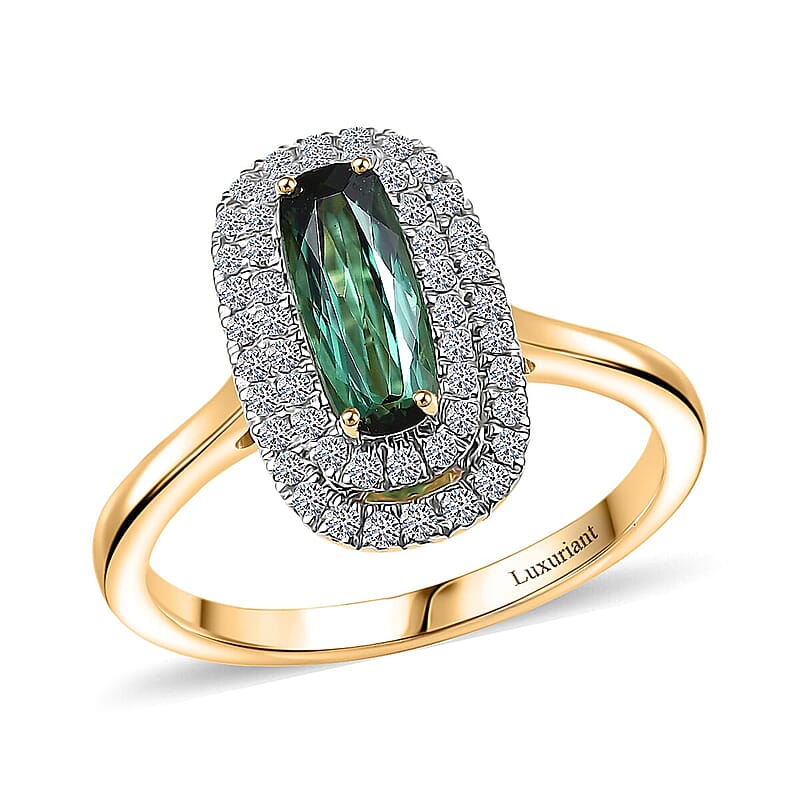 Certified & Appraised AAA Santa Rosa Tourmaline and Luxuriant Lab Grown Diamond G-H SI 1.58 ctw Ring in 10K Yellow Gold (Size 10.0)