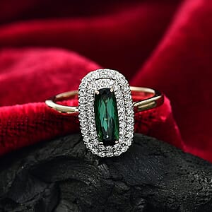 Certified & Appraised AAA Santa Rosa Tourmaline and Luxuriant Lab Grown Diamond G-H SI 1.58 ctw Ring in 10K Yellow Gold (Size 10.0)