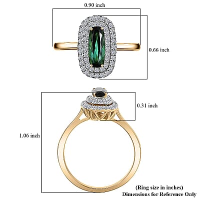 Certified & Appraised AAA Santa Rosa Tourmaline and Luxuriant Lab Grown Diamond G-H SI 1.58 ctw Ring in 10K Yellow Gold (Size 10.0)