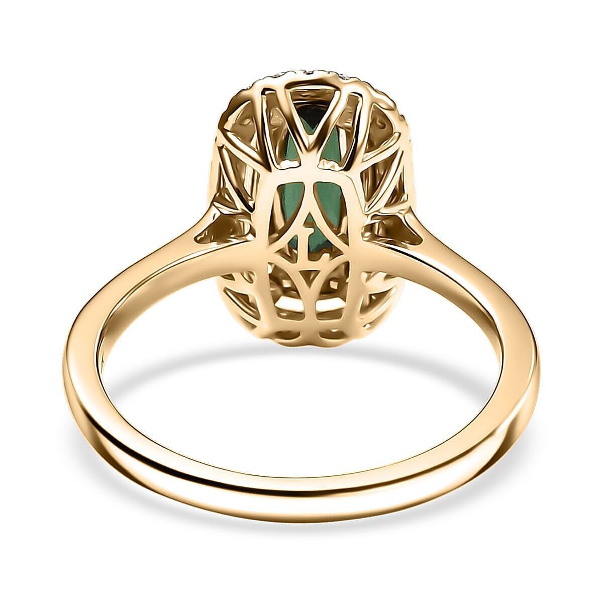 Certified & Appraised AAA Santa Rosa Tourmaline and Luxuriant Lab Grown Diamond G-H SI 1.58 ctw Ring in 10K Yellow Gold (Size 10.5) image number 4