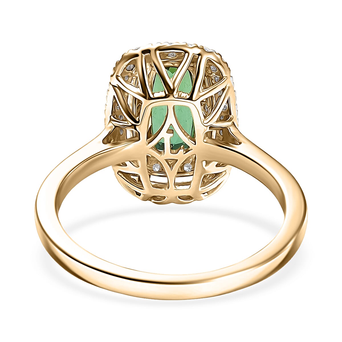 Certified & Appraised AAAA Santa Rosa Tourmaline and Luxuriant Lab Grown Diamond G-H SI 1.58 ctw Ring in 10K Yellow Gold image number 4