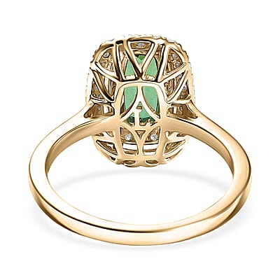 Certified & Appraised AAA Santa Rosa Tourmaline and Luxuriant Lab Grown Diamond G-H SI 1.58 ctw Ring in 10K Yellow Gold (Size 7.0)