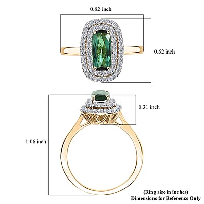 Certified & Appraised AAA Santa Rosa Tourmaline and Luxuriant Lab Grown Diamond G-H SI 1.58 ctw Ring in 10K Yellow Gold (Size 7.0)