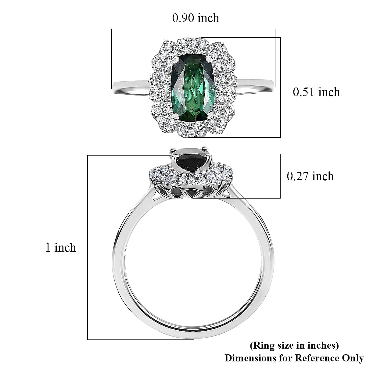 D'Joy Premium Santa Rosa Tourmaline, Moissanite Ring in Rhodium Over Sterling Silver (Size 5.0) 1.10 ctw