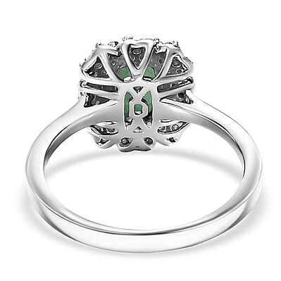 D'Joy Premium Santa Rosa Tourmaline and Moissanite 1.10 ctw Ring in Rhodium Over Sterling Silver (Size 6.0)