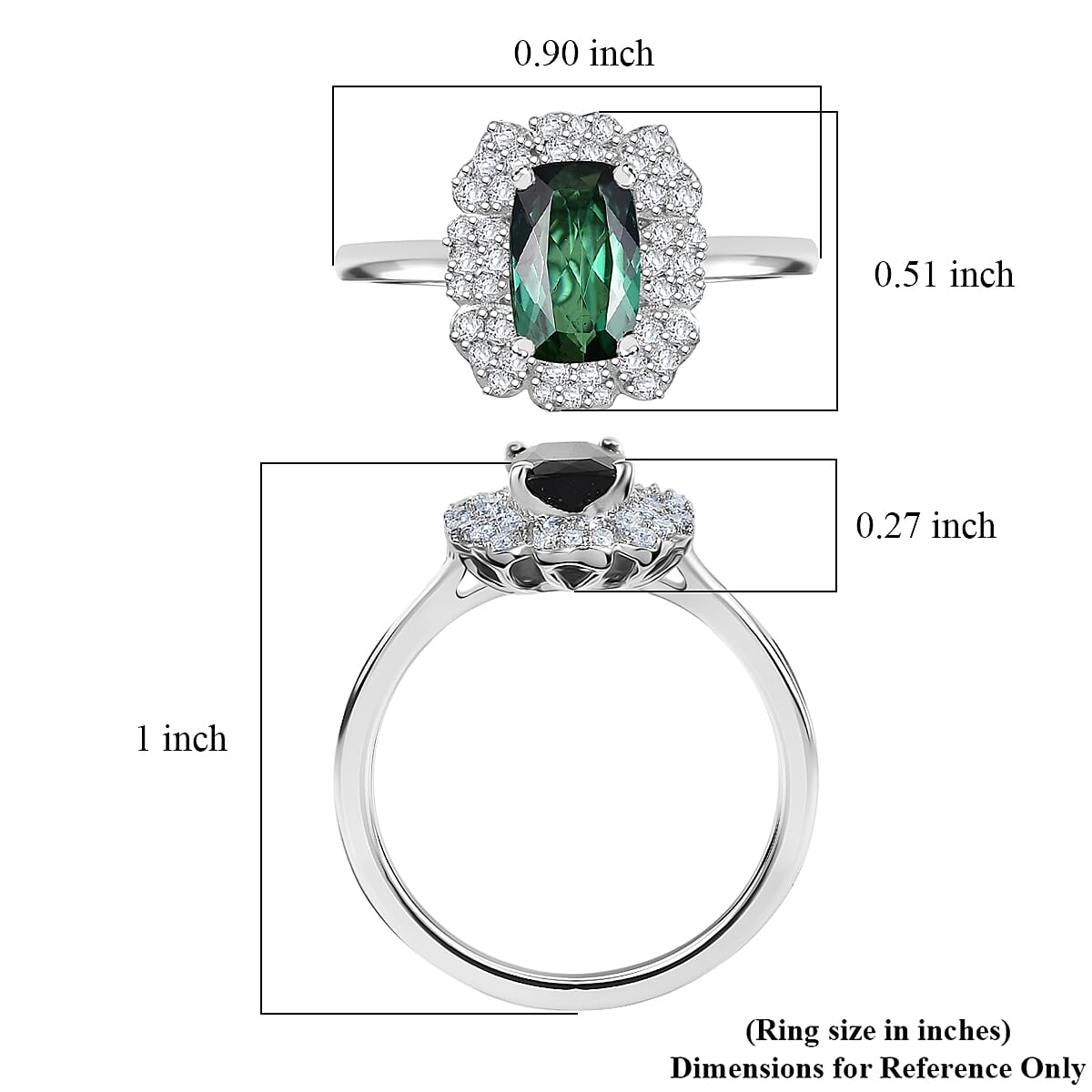 D'Joy Premium Santa Rosa Tourmaline and Moissanite 1.10 ctw Ring in Rhodium Over Sterling Silver (Size 6.0) image number 5