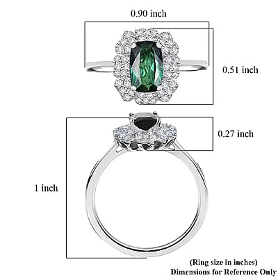 D'Joy Premium Santa Rosa Tourmaline and Moissanite 1.10 ctw Ring in Rhodium Over Sterling Silver (Size 6.0)