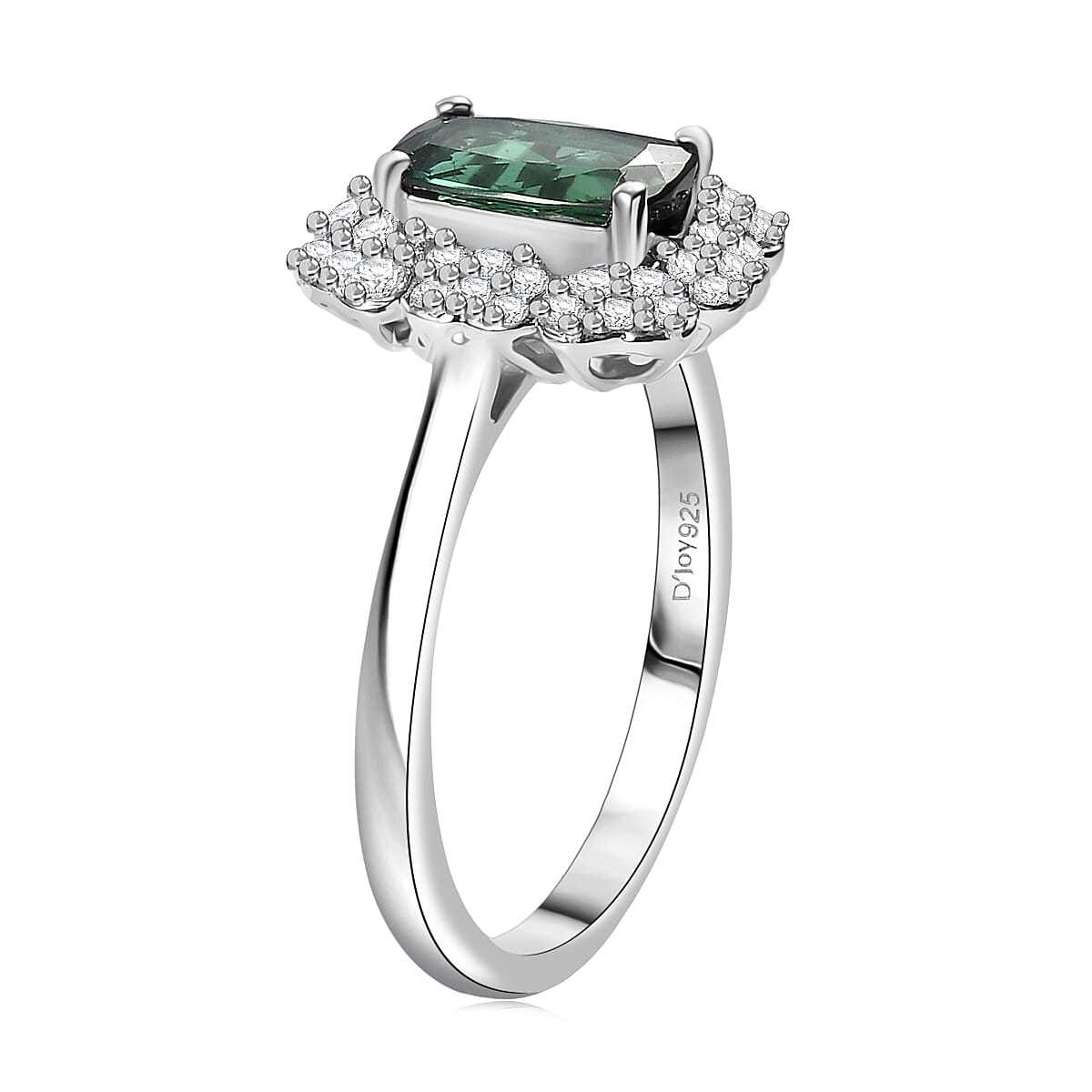 D'Joy Premium Santa Rosa Tourmaline and Moissanite 1.10 ctw Ring in Rhodium Over Sterling Silver (Size 8.0) image number 3