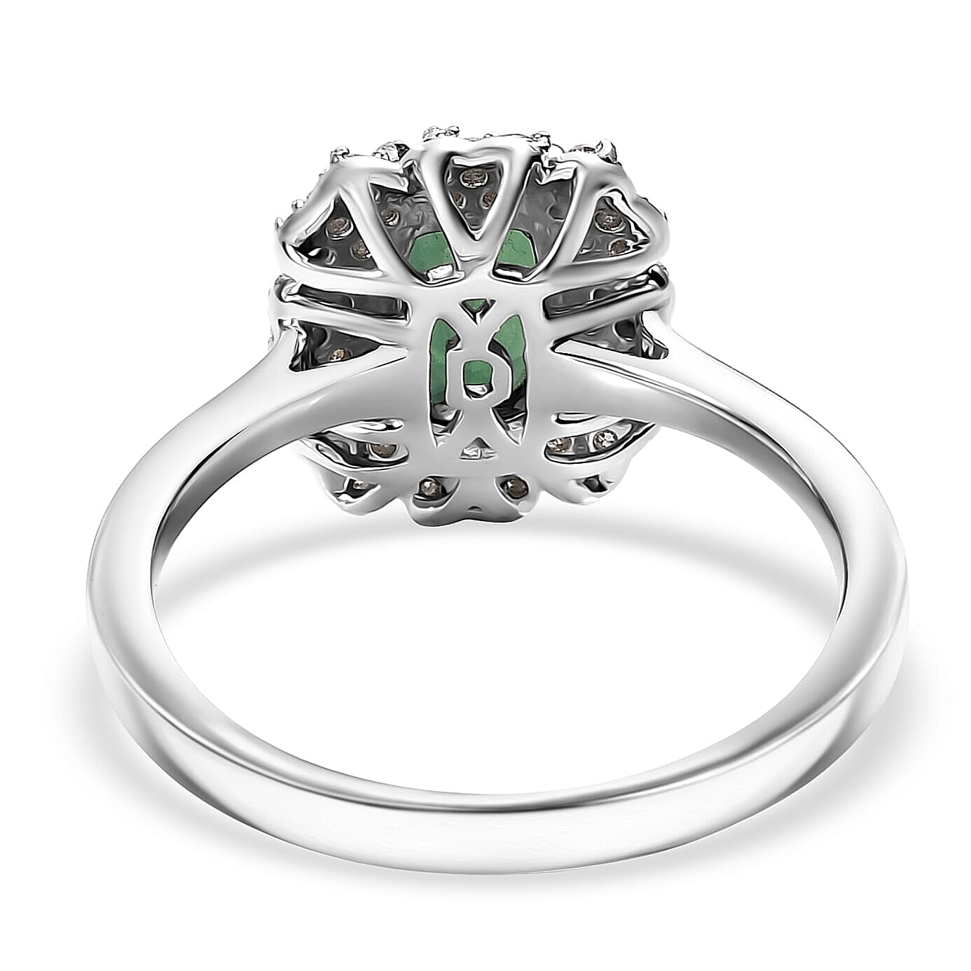 D'Joy Premium Santa Rosa Tourmaline, Moissanite Ring in Rhodium Over Sterling Silver (Size 9.0) 1.10 ctw