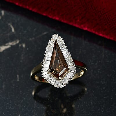 AAA Golden Turkizite, Lab Grown Diamond Ring in 10K Yellow Gold 2.65 ctw (Size 5.0)