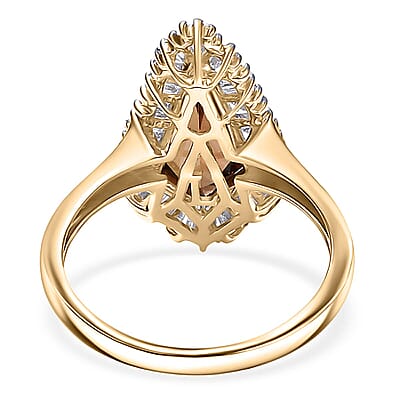 AAA Golden Turkizite, Lab Grown Diamond Ring in 10K Yellow Gold 2.65 ctw (Size 5.0)