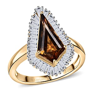AAA Golden Turkizite and Luxuriant Lab Grown Diamond VS 2.65 ctw Ring in 10K Yellow Gold (Size 7.0)