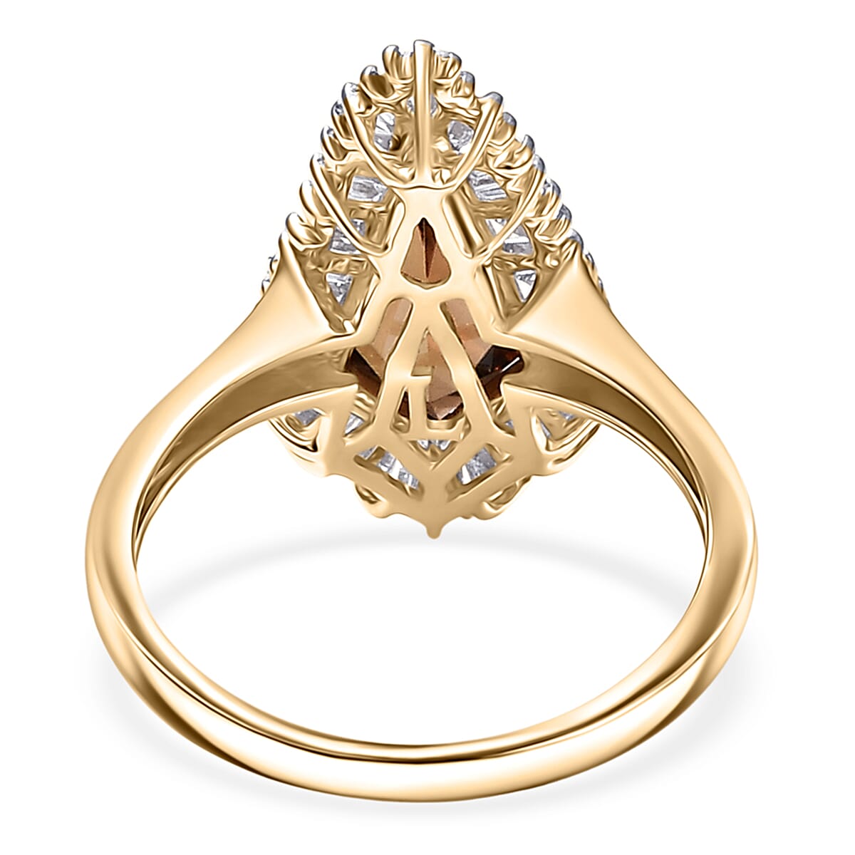 AAA Golden Turkizite and Luxuriant Lab Grown Diamond VS 2.65 ctw Ring in 10K Yellow Gold (Size 7.0) image number 4