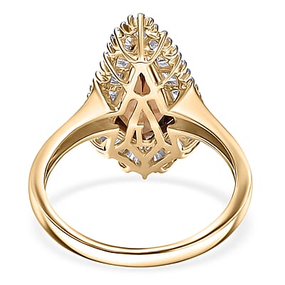 AAA Golden Turkizite, Lab Grown Diamond Ring in 10K Yellow Gold 2.65 ctw (Size 8.0)