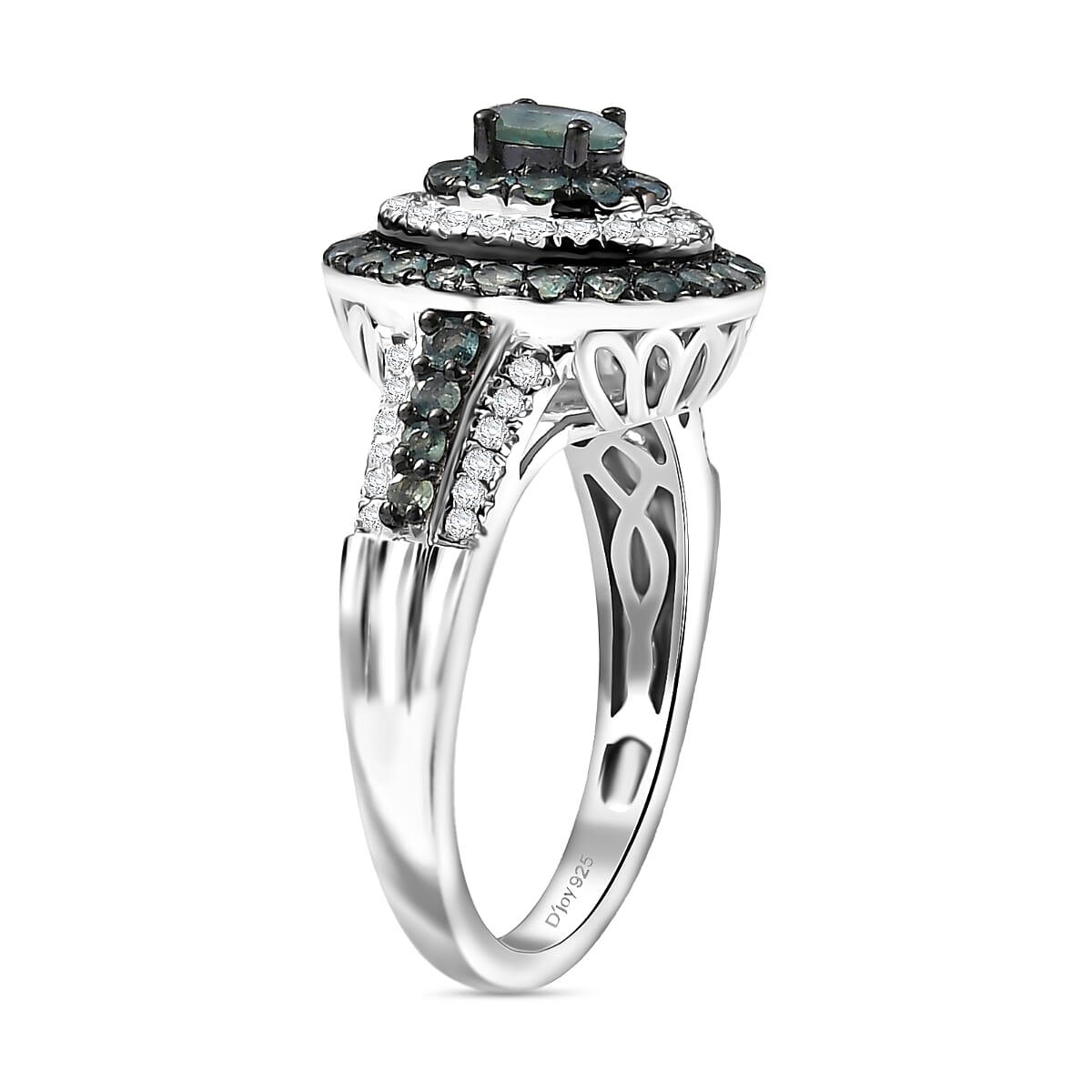 D'Joy Narsipatnam Alexandrite and Moissanite 1.30 ctw Galaxy Orbit Ring in Rhodium Over Sterling Silver (Size 10.0) image number 3