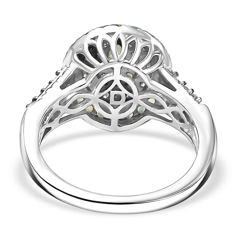 D'Joy Narsipatnam Alexandrite and Moissanite 1.30 ctw Galaxy Orbit Ring in Rhodium Over Sterling Silver (Size 10.0)