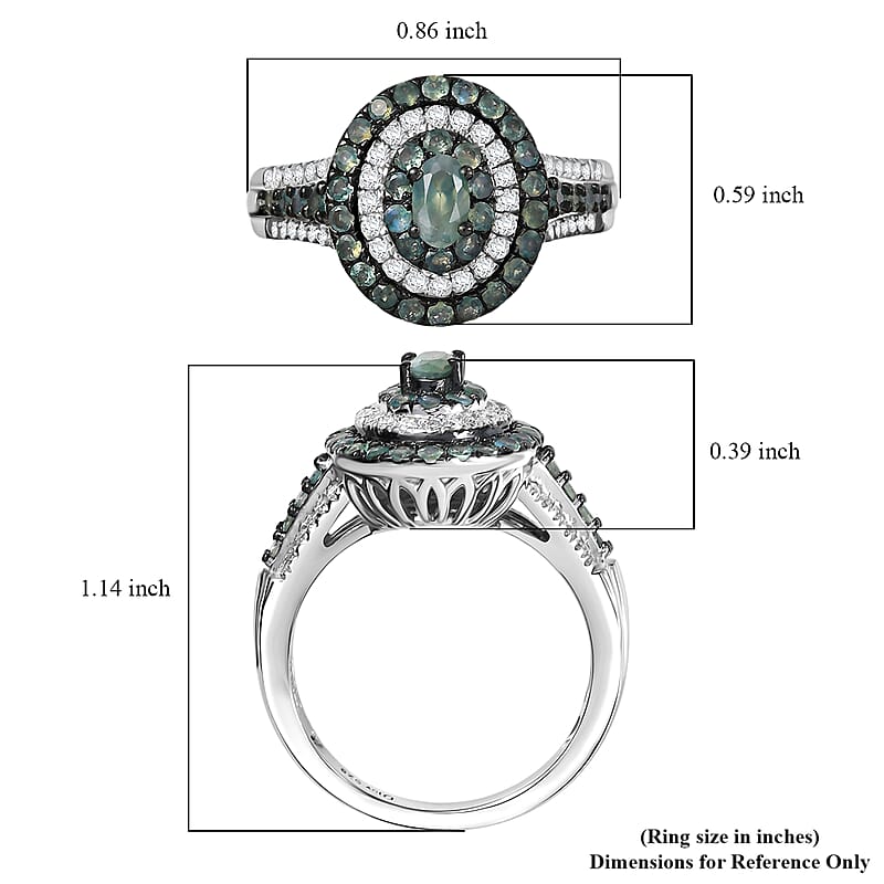 D'Joy Narsipatnam Alexandrite and Moissanite 1.30 ctw Galaxy Orbit Ring in Rhodium Over Sterling Silver (Size 10.0)
