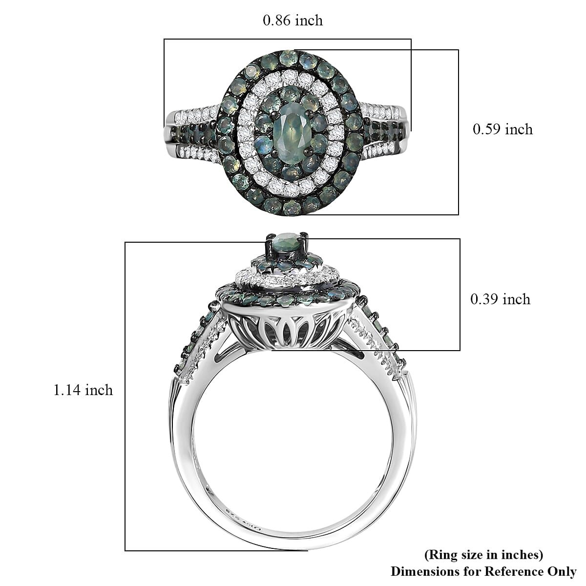 D'Joy Narsipatnam Alexandrite and Moissanite 1.30 ctw Galaxy Orbit Ring in Rhodium Over Sterling Silver (Size 5.0)