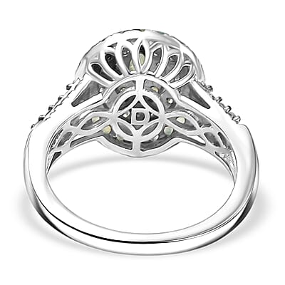 D'Joy Narsipatnam Alexandrite and Moissanite 1.30 ctw Galaxy Orbit Ring in Rhodium Over Sterling Silver (Size 6.0)