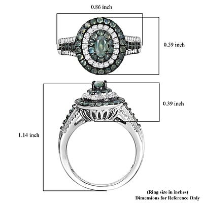 D'Joy Narsipatnam Alexandrite and Moissanite 1.30 ctw Galaxy Orbit Ring in Rhodium Over Sterling Silver (Size 6.0)