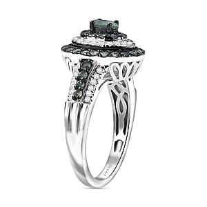 D'Joy Narsipatnam Alexandrite and Moissanite 1.30 ctw Galaxy Orbit Ring in Rhodium Over Sterling Silver (Size 7.0)