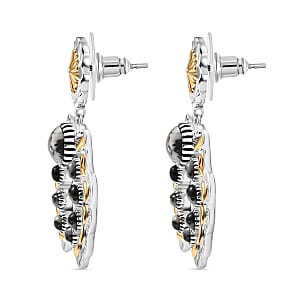 D'Joy Artisan Crafted White Buffalo 3.90 ctw Native American Concho Earrings in 18K YG and Rhodium Over Sterling Silver