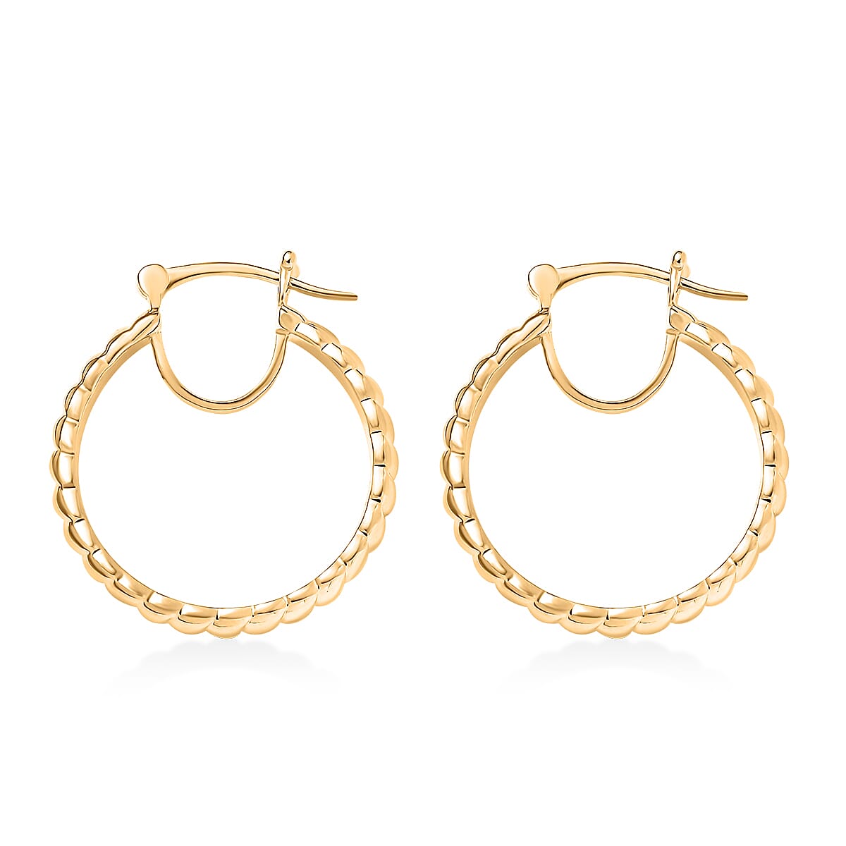 EverTrue Bronzella Collection Wave Link Hoop Earrings in 18K YG Plated Bronze image number 3