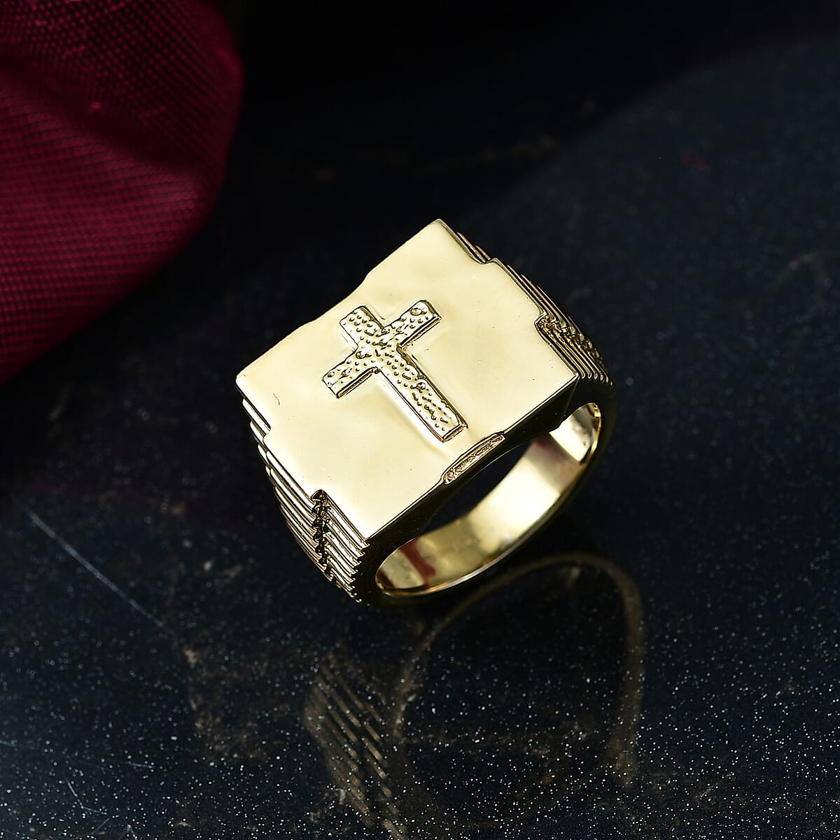 EverTrue Bronzella Collection Cross Men's Ring in 18K YG Plated Bronze (Size 10.0) image number 1