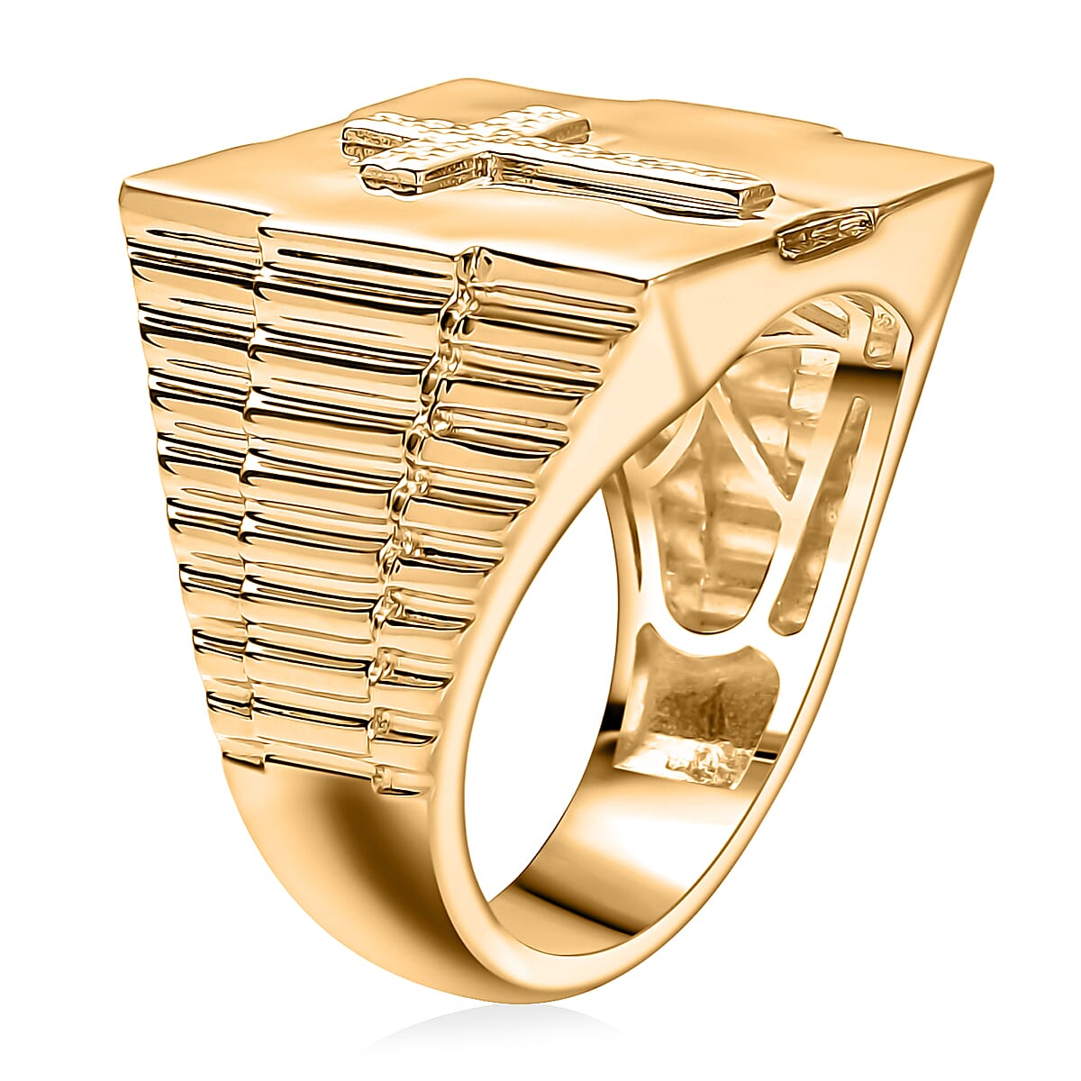 EverTrue Bronzella Collection Cross Men's Ring in 18K YG Plated Bronze (Size 11.0)