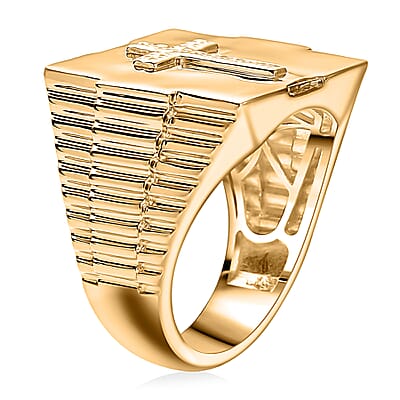 EverTrue Bronzella Collection Cross Men's Ring in 18K YG Plated Bronze (Size 11.0)