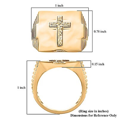 EverTrue Bronzella Collection Cross Men's Ring in 18K YG Plated Bronze (Size 11.0)