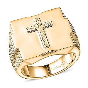 EverTrue Bronzella Collection Cross Men's Ring in 18K YG Plated Bronze (Size 14.0)