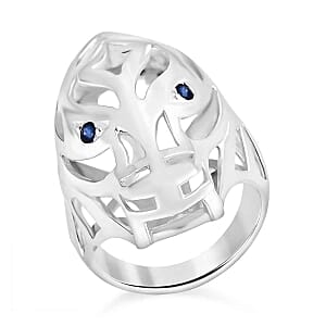 Blue Sapphire 0.22 ctw Ring in Sterling Silver (Size 8.0)