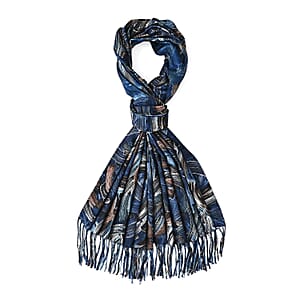Tamsy Blue Abstract Brushstroke Scarf