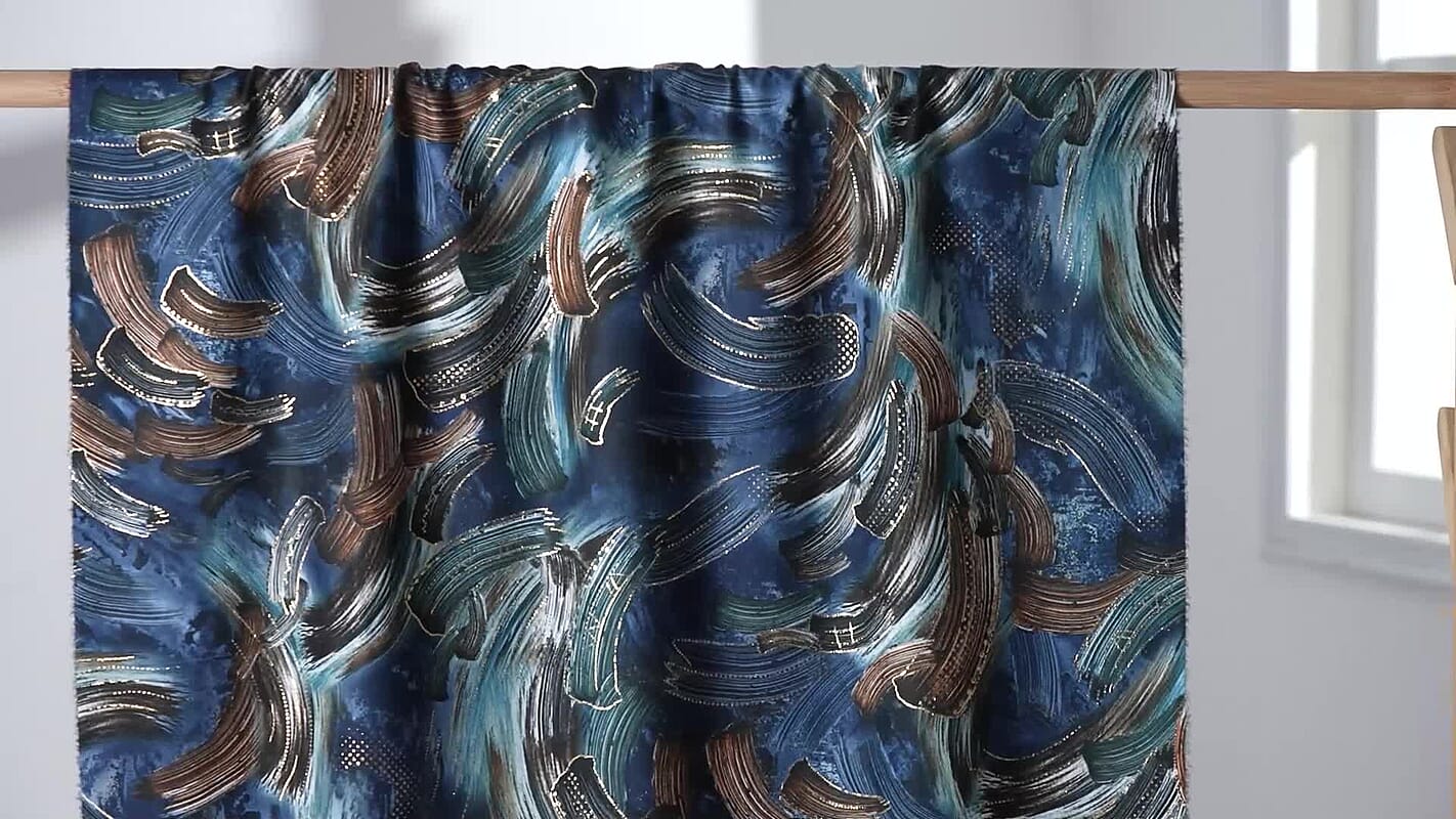 Tamsy Blue Digital Gilded Auspicious Cloud Scarf