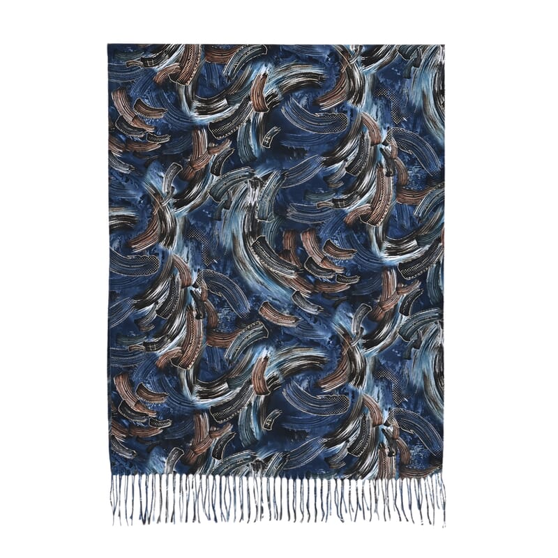 Tamsy Blue Abstract Brushstroke Scarf
