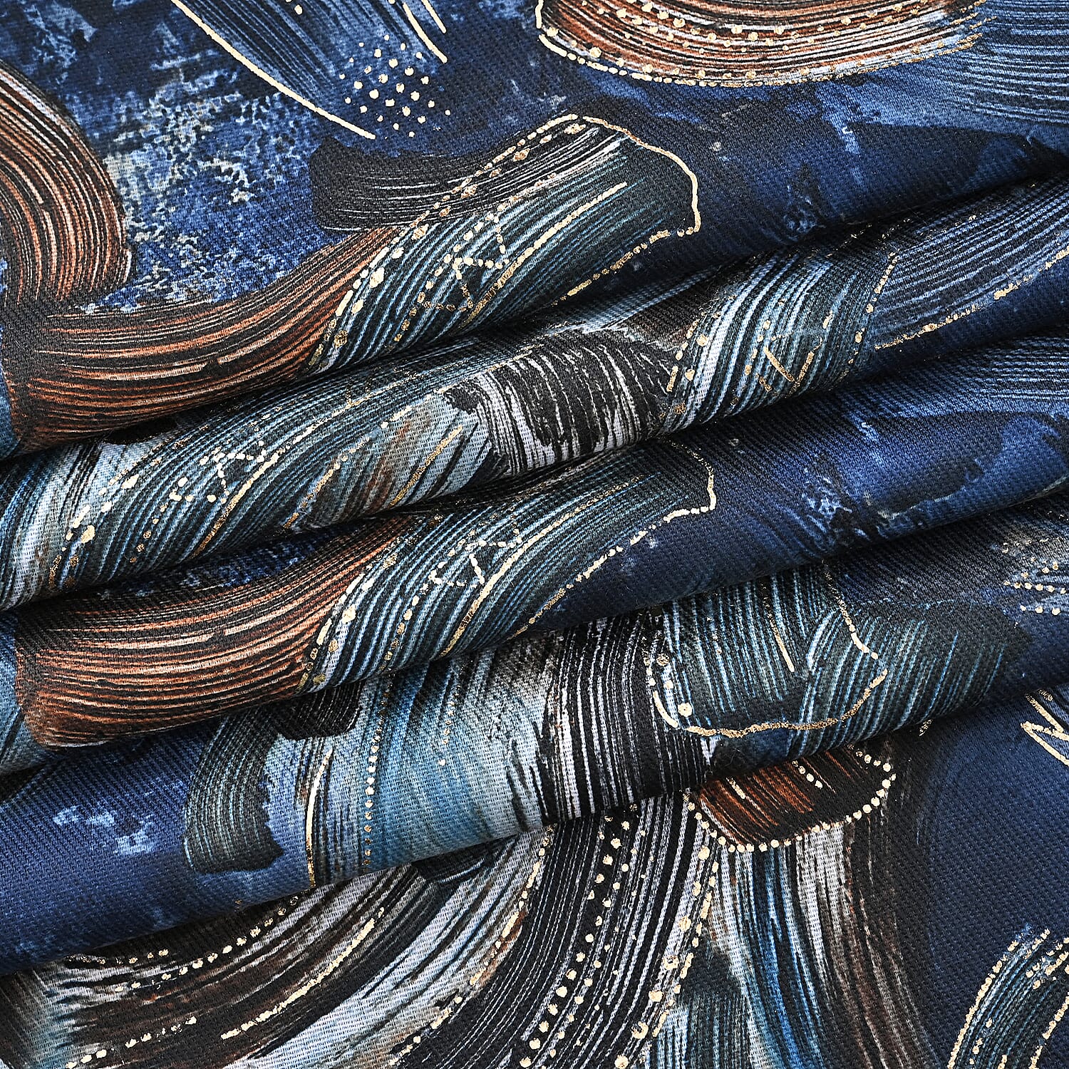 Tamsy Blue Abstract Brushstroke Scarf