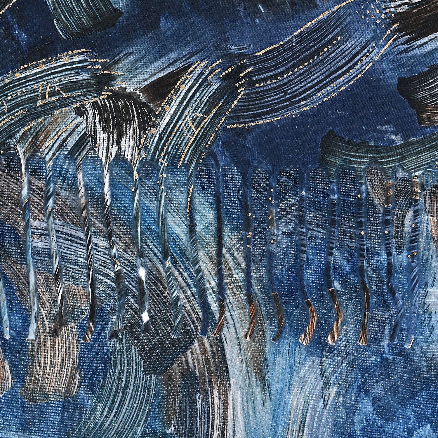 Tamsy Blue Abstract Brushstroke Scarf