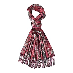 Tamsy Red Abstract Brushstroke Scarf