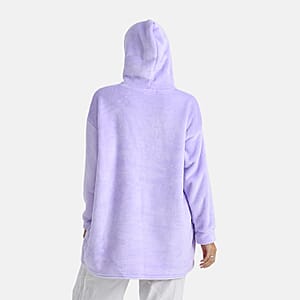 Tamsy Lilac Fleece Hoodie Sweater Blanket with Kangaroo Pocket - One Size Fits Most