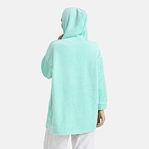 Tamsy Seafoam Fleece Hoodie Sweater Blanket with Kangaroo Pocket - One Size Fits Most