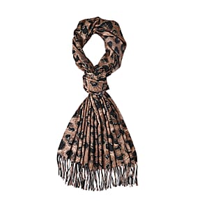 TAMSY Camel Leopard Print Scarf