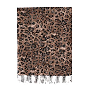 TAMSY Camel Leopard Print Scarf