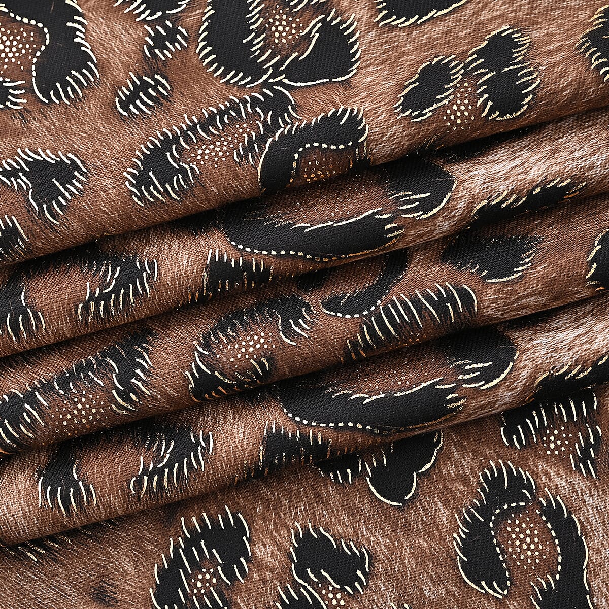 TAMSY Camel Leopard Print Scarf image number 2