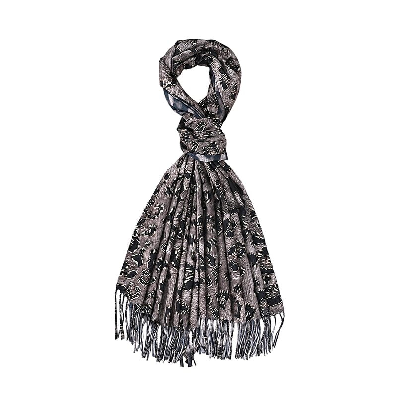 TAMSY Grey Leopard Print Scarf