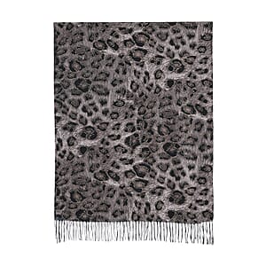 TAMSY Grey Leopard Print Scarf