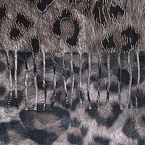 TAMSY Grey Leopard Print Scarf
