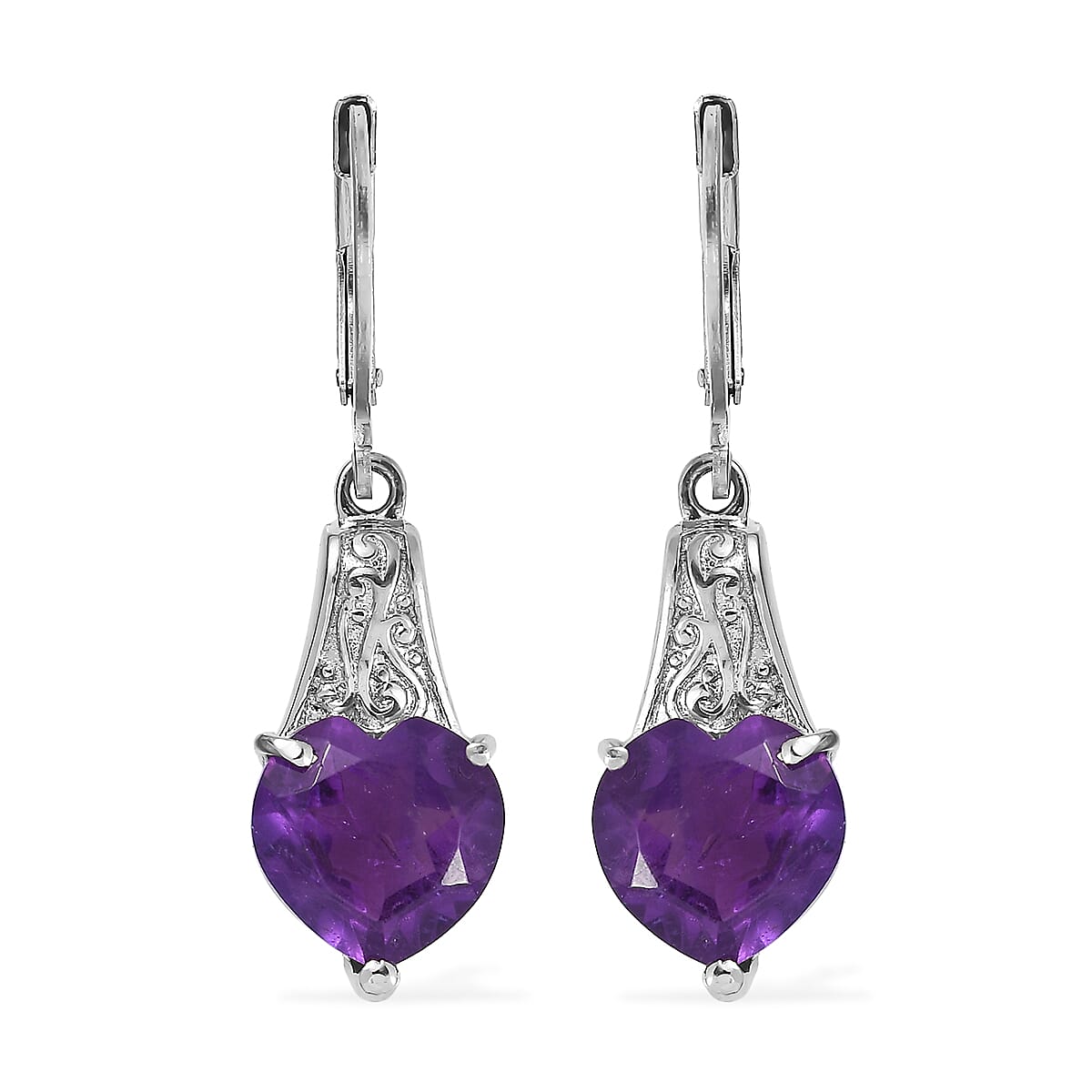 EverTrue African Amethyst 6.10 ctw Earrings in Stainless Steel image number 0
