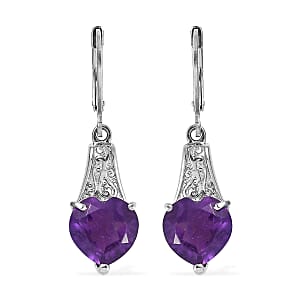EverTrue African Amethyst 6.10 ctw Earrings in Stainless Steel