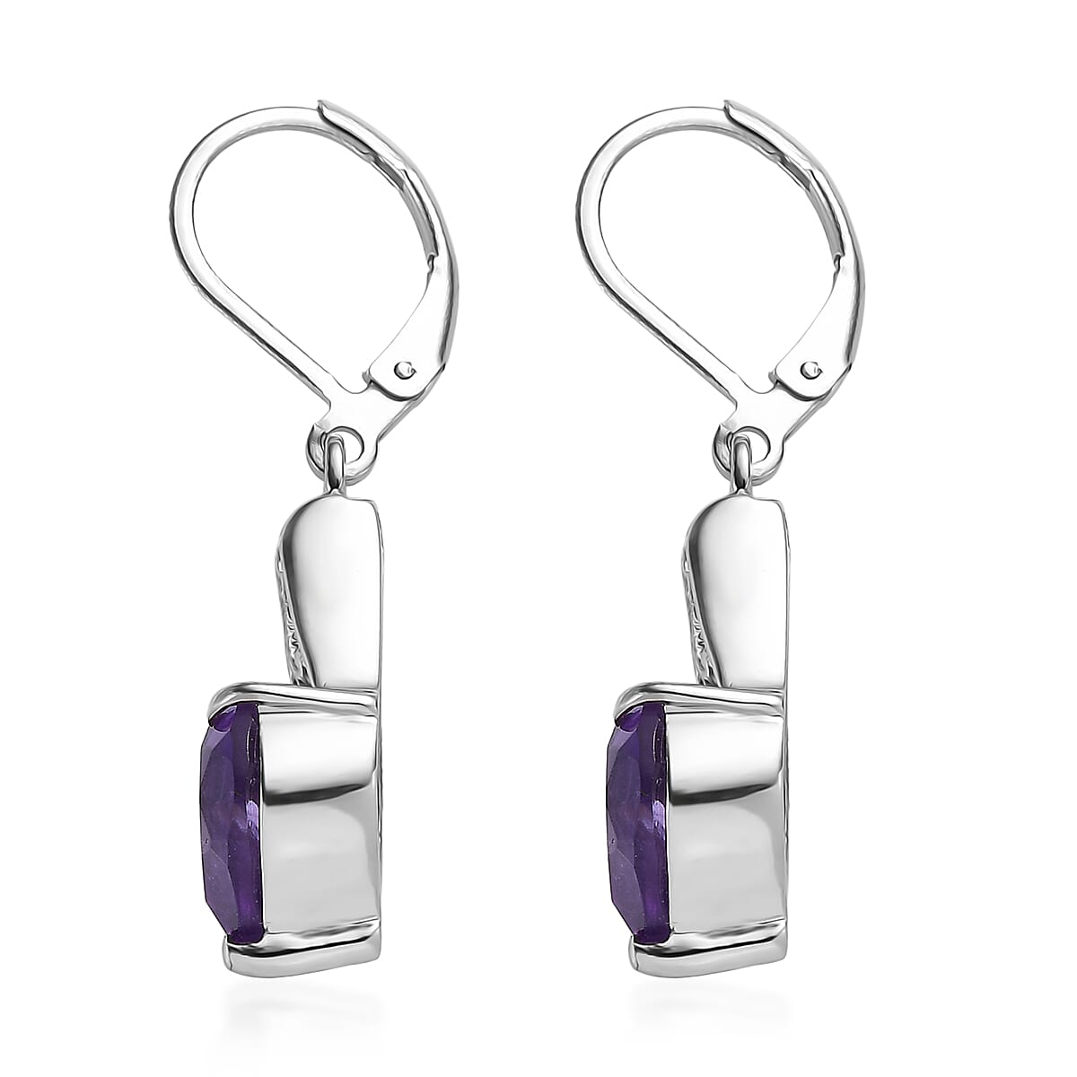 EverTrue African Amethyst 6.10 ctw Earrings in Stainless Steel image number 3